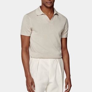 Suit Supply Sand Buttonless Polo Shirt
